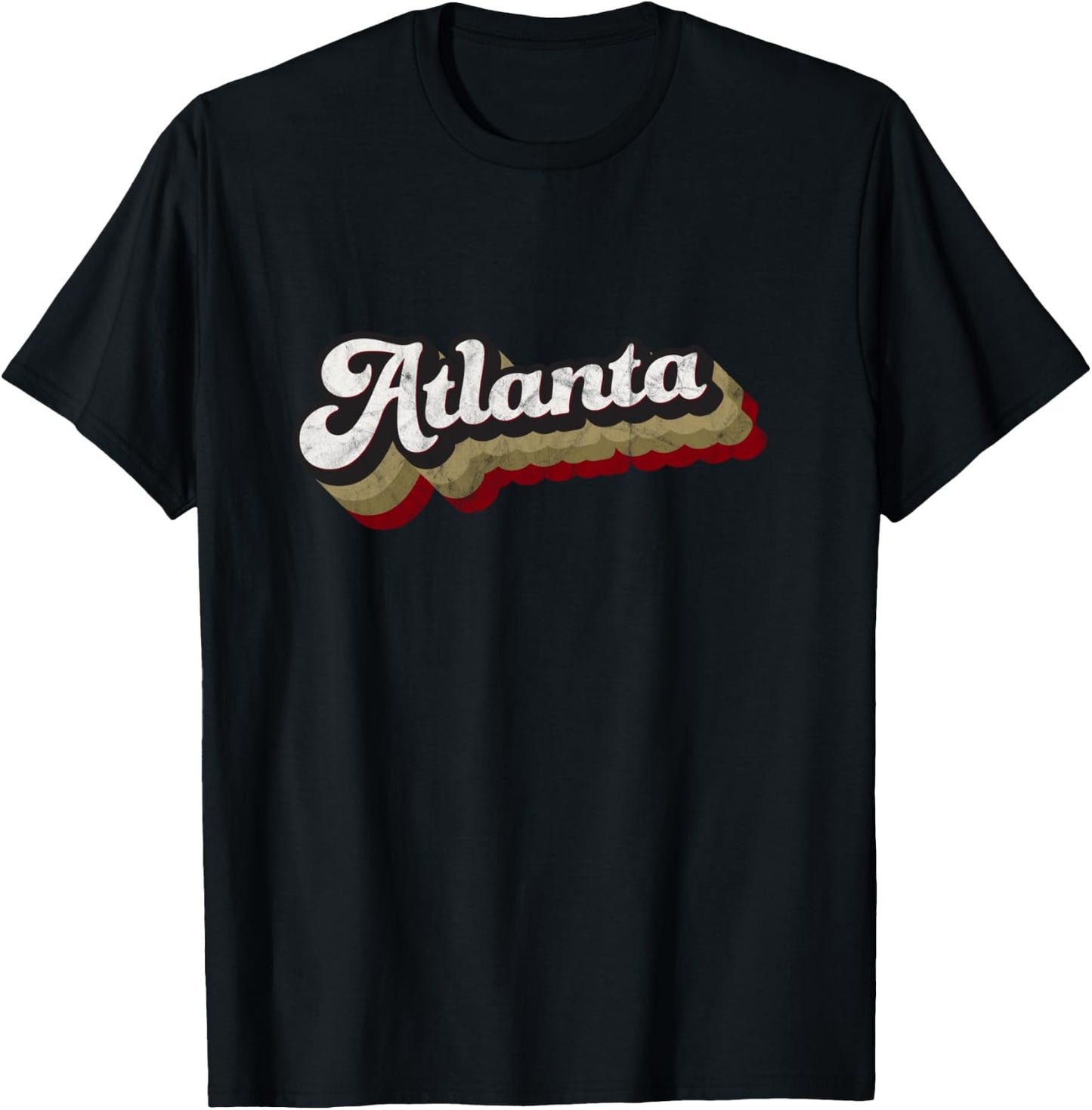 United Atlanta Soccer Distressed Retro Baseball Script T-Shirt - T-Shirt | Black