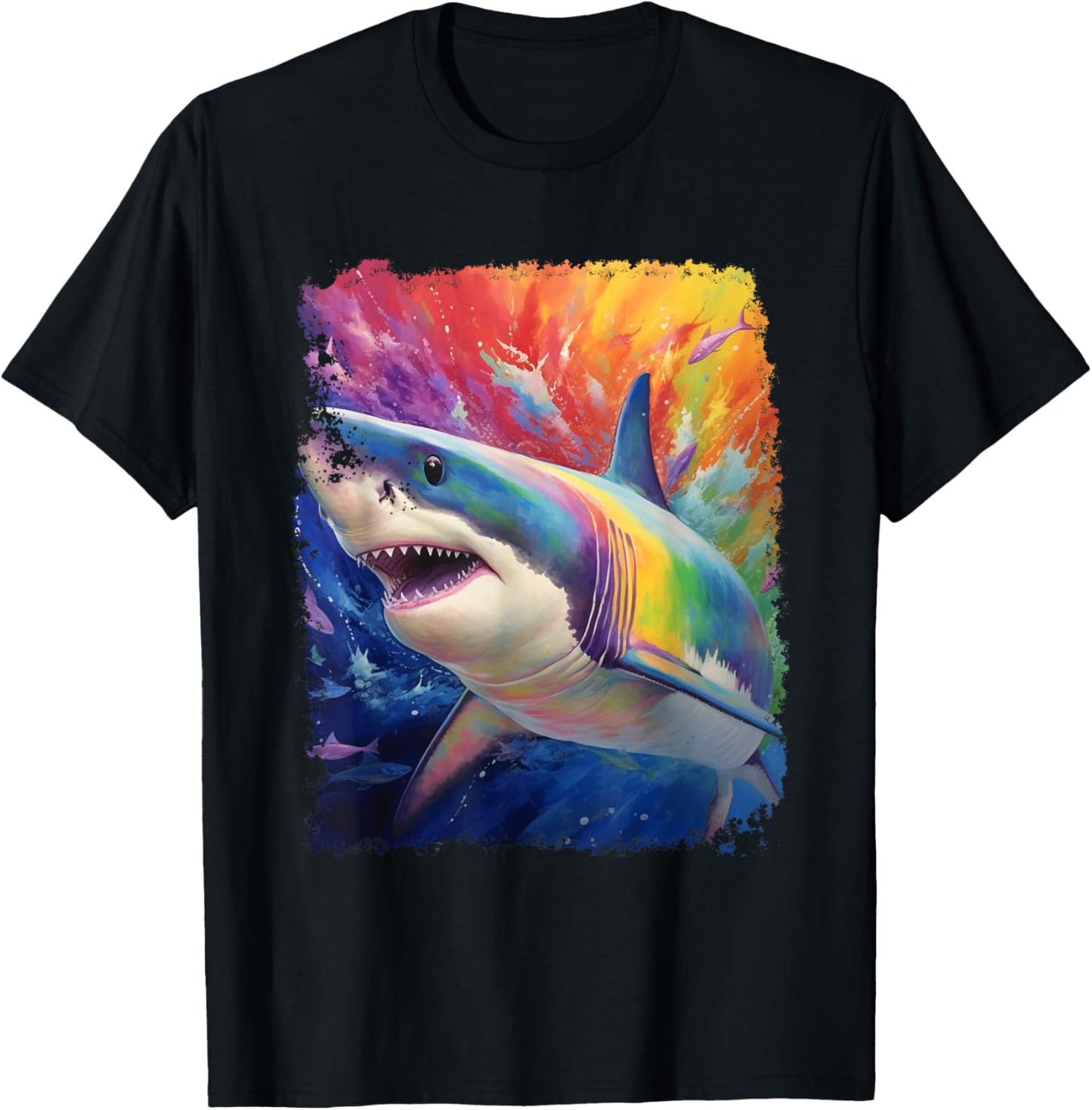 Pop Art Rainbow Shark T-Shirt - T-Shirt | Black
