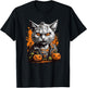 Zombie Cat And Pumpkin T-Shirt - T-Shirt | Black