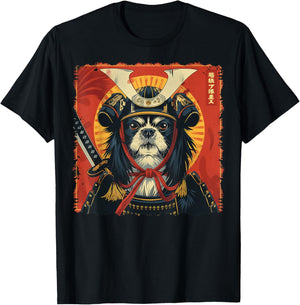 Japanese Chin Dog Japanese Art Samurai Ukiyo-e Vintage T-Shirt - T-Shirt | Black