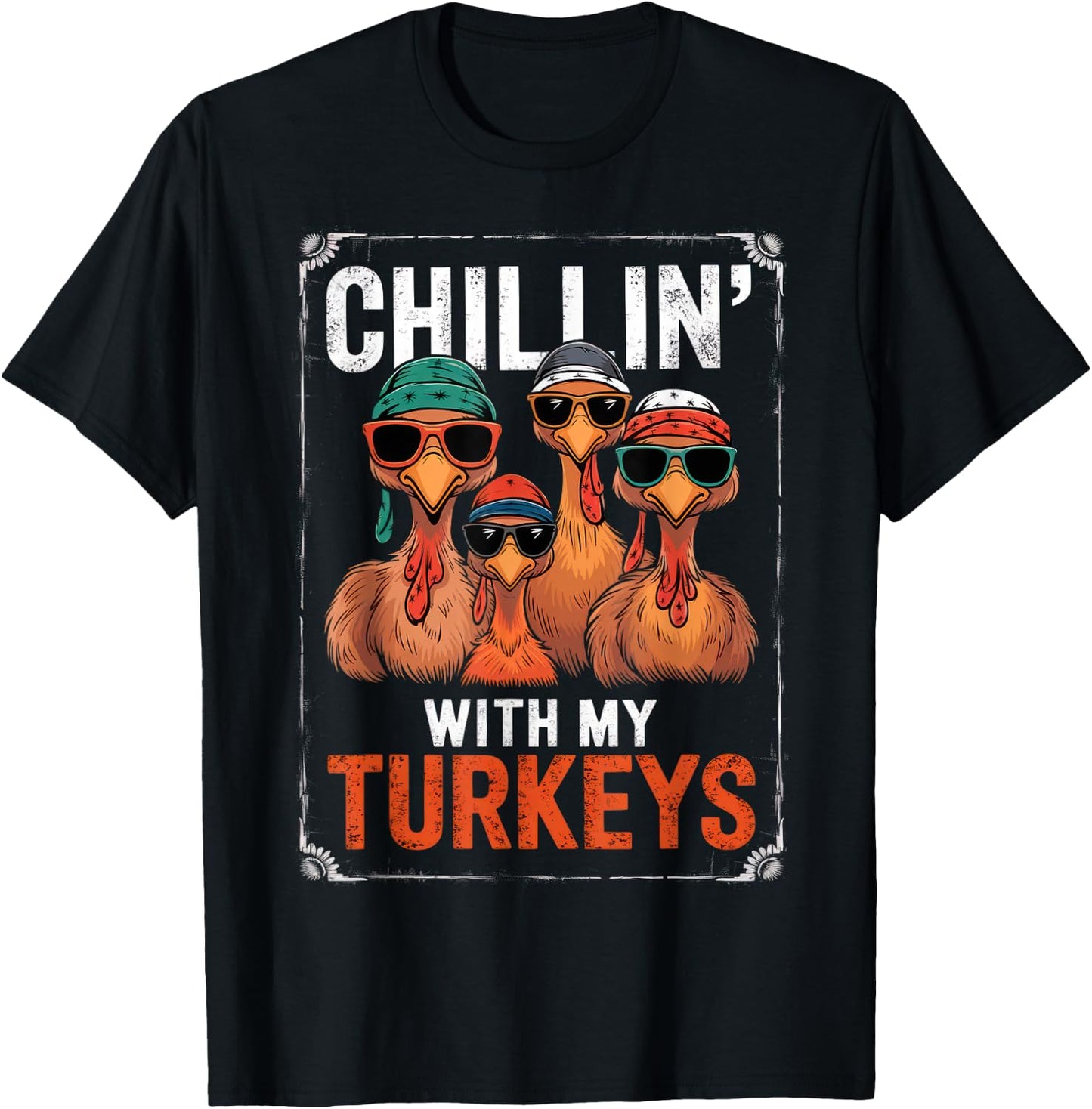 Funny Family Thanksgiving - Chillin With My Turkeys -Kids Thanksgiving Boys' Kids T-Shirt - T-Shirt | Black