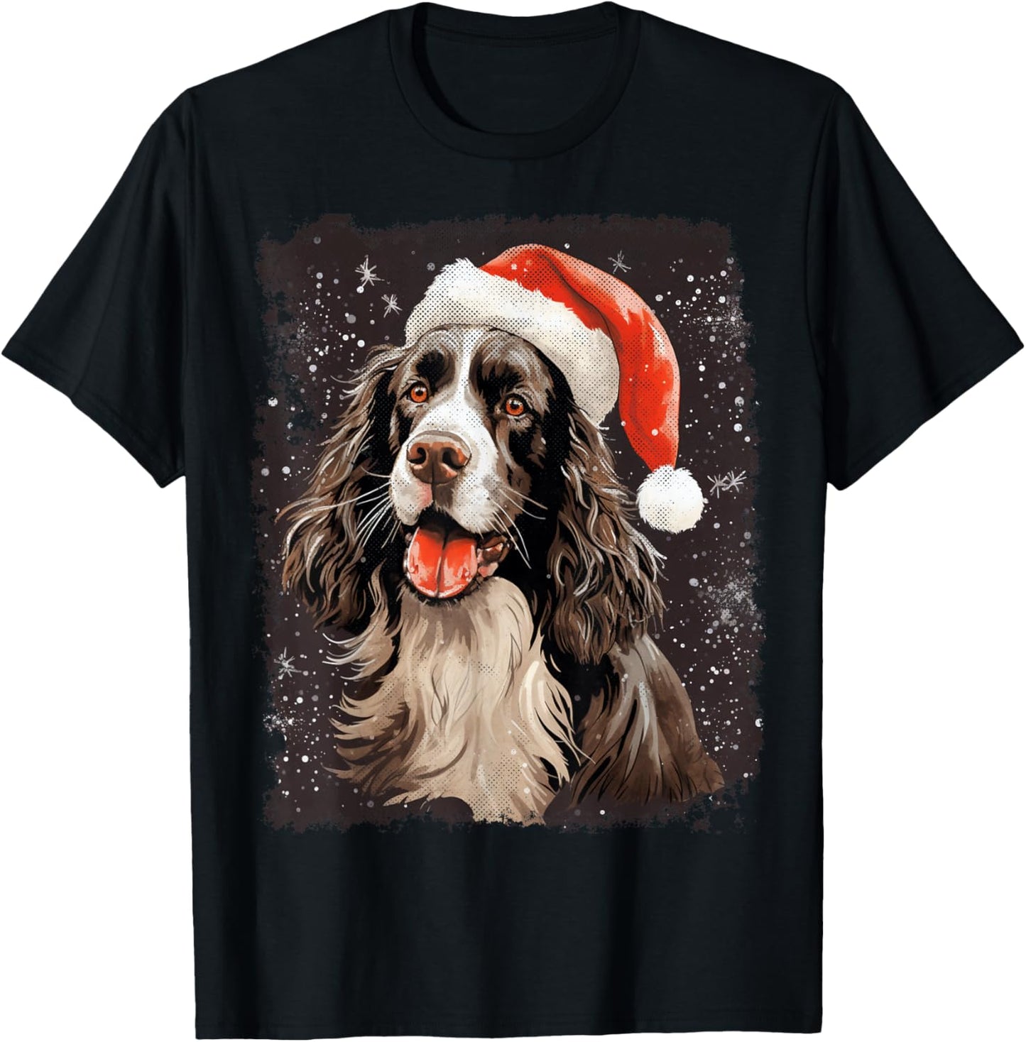 English Springer Spaniel Christmas Dog T-Shirt - T-Shirt | Black