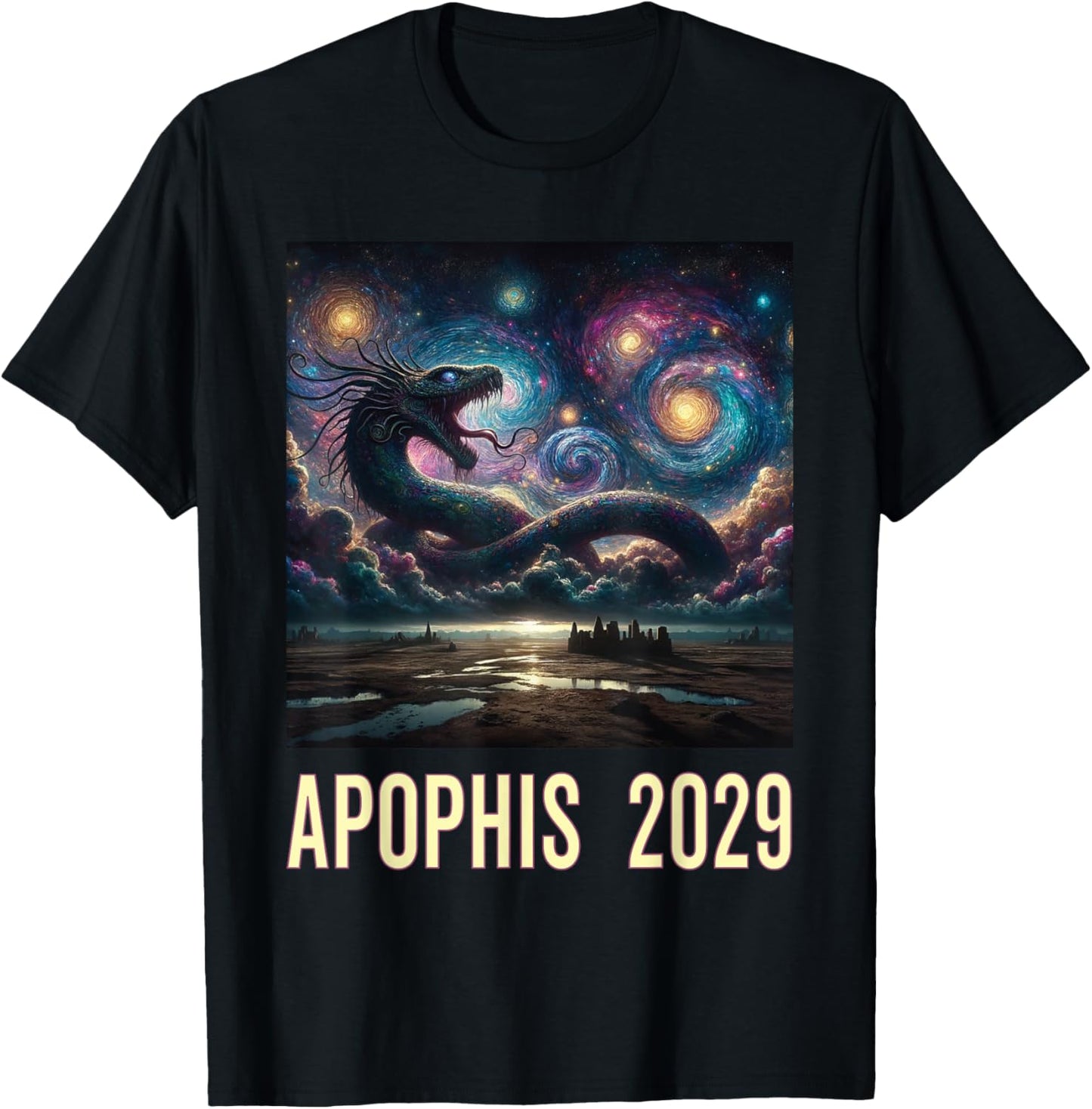 Colorful Asteroid Furious Apophis 2029 T-Shirt - T-Shirt | Black