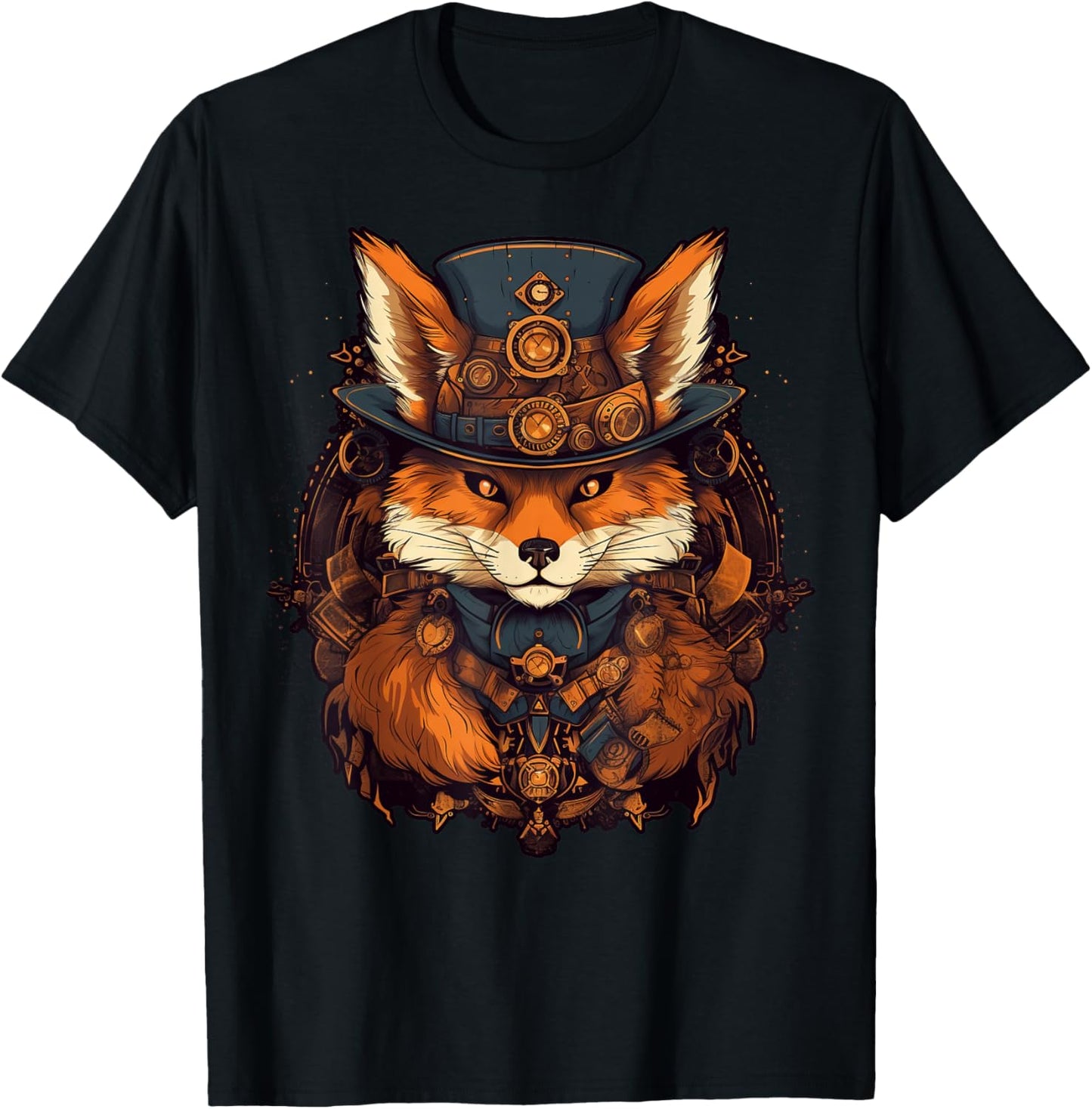 Steampunk Fox T-Shirt - T-Shirt | Black