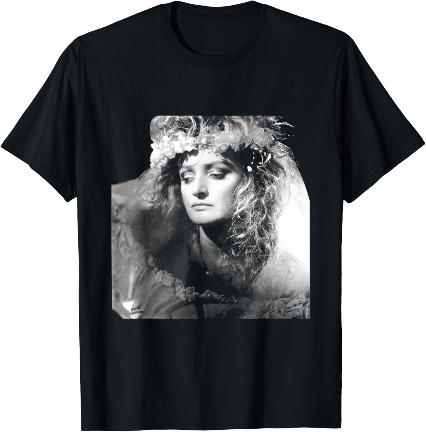 Singer Bonnie Tyler Floral Headdress By Simon Fowler T-Shirt - T-Shirt | Black