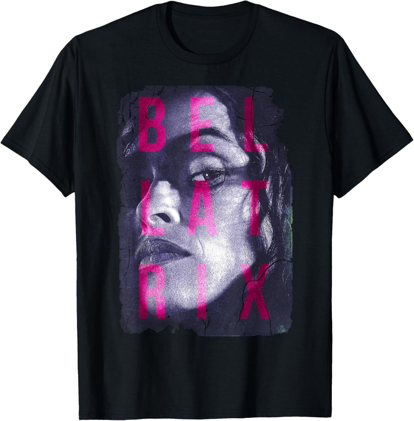 Harry Potter Bellatrix Lestrange Portrait Text Overlay Small T-Shirt - T-Shirt | Black