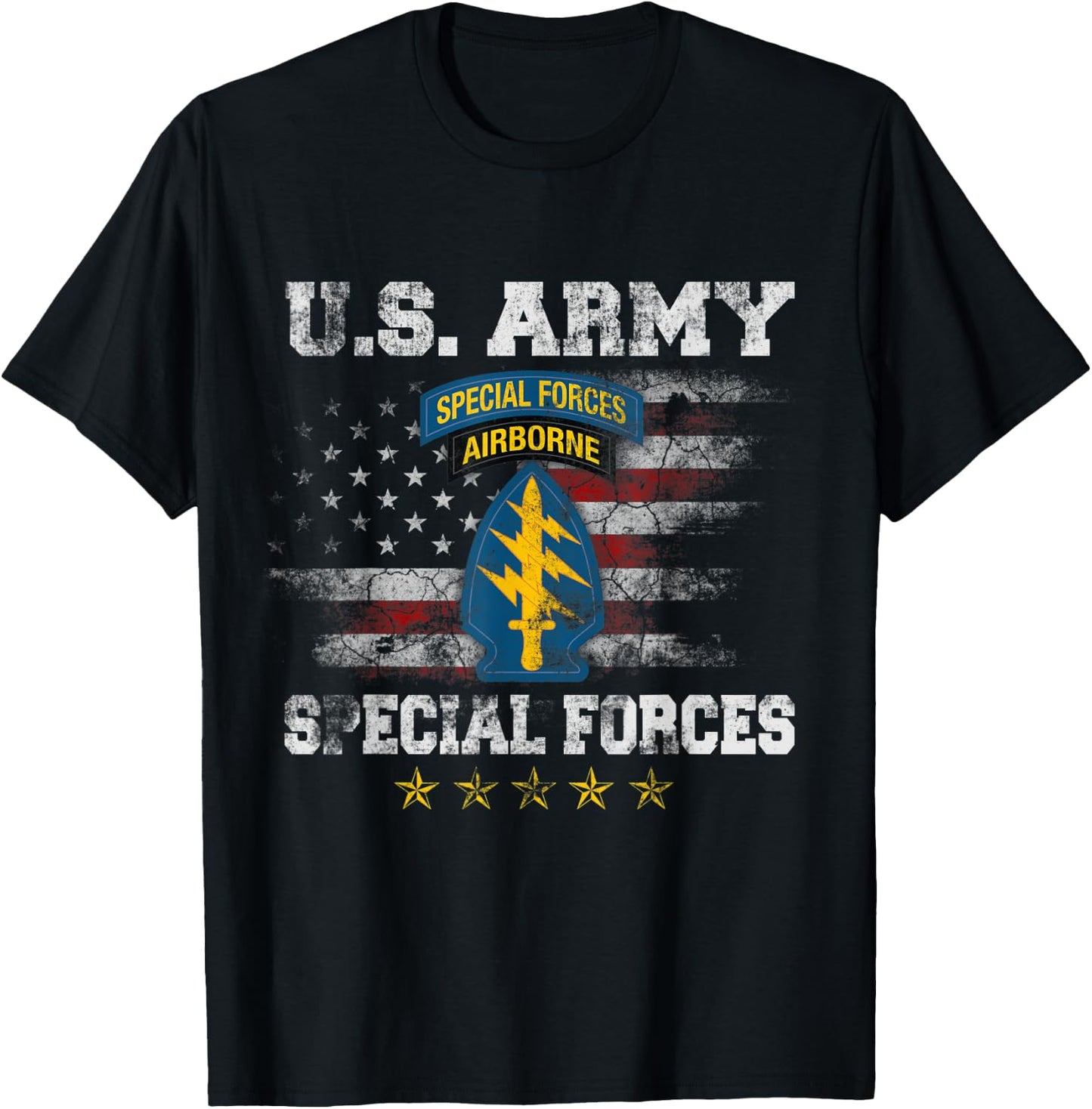 Special Forces Group Airborne Veteran Flag SFG 4th of July T-Shirt - T-Shirt | Black
