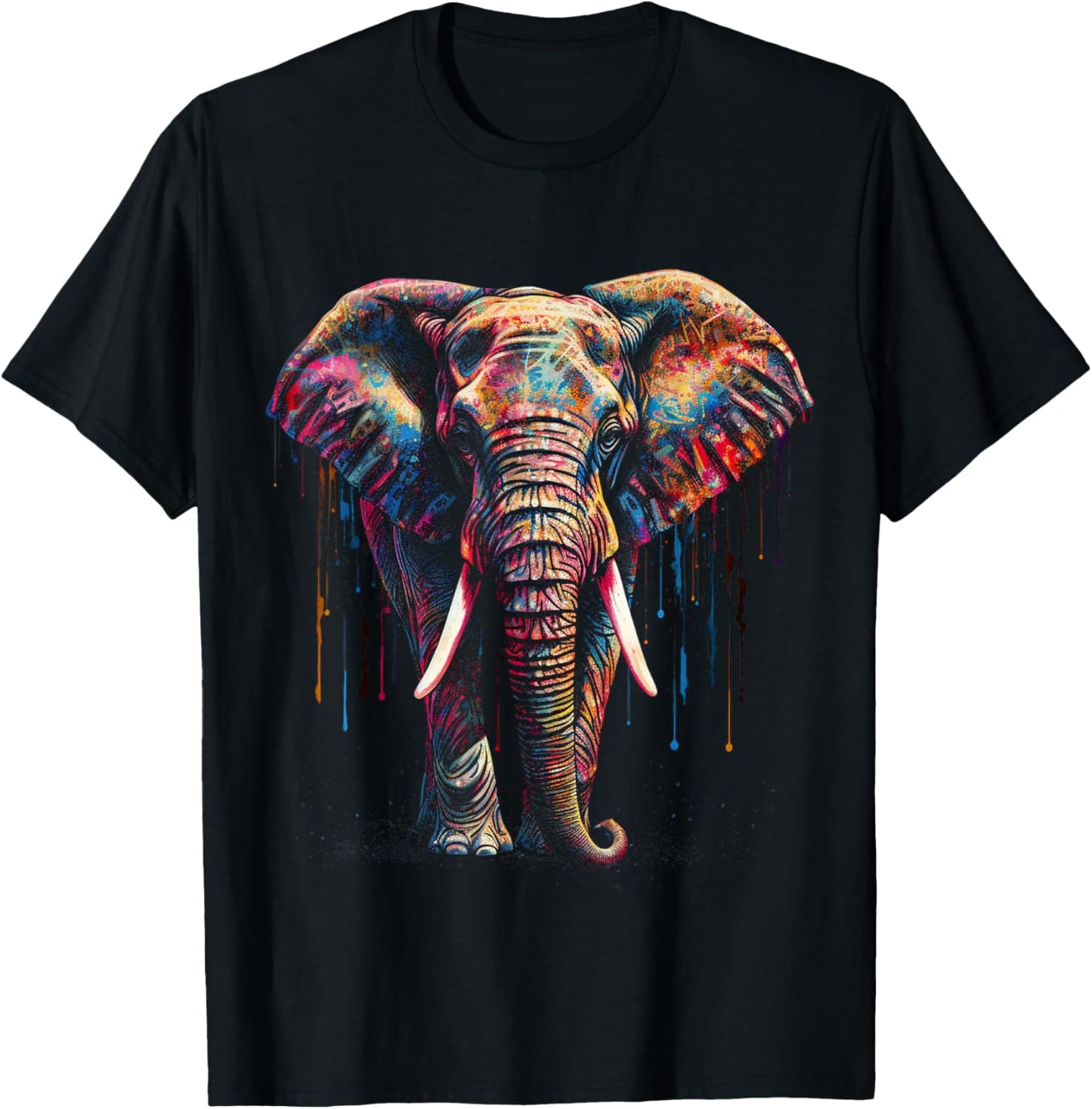 Elefant Kunst - Tier Bunt Zoo Elefant T-Shirt - T-Shirt | Black