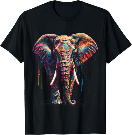 Elefant Kunst - Tier Bunt Zoo Elefant T-Shirt - T-Shirt | Black