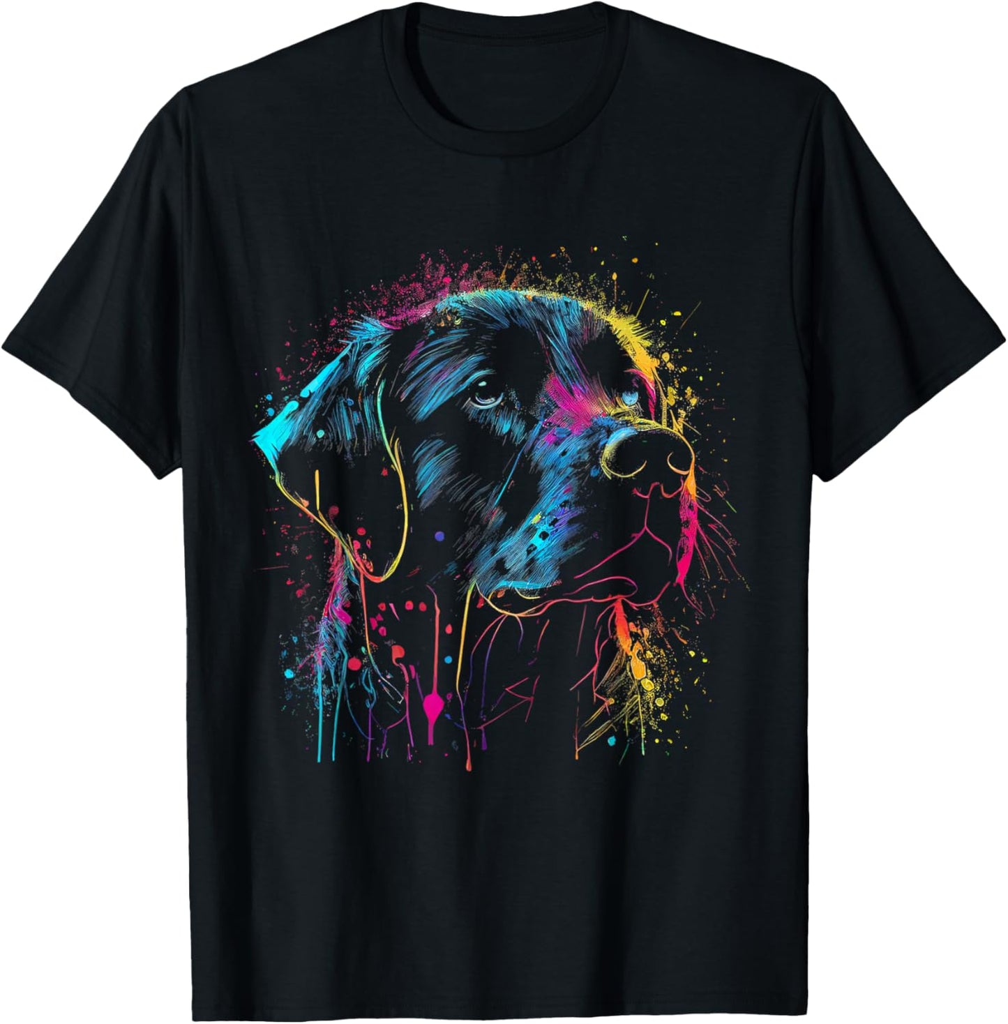 Schwarzer Labrador Hund Malerei Aquarell Farbe Bunte Mama T-Shirt - T-Shirt | Black