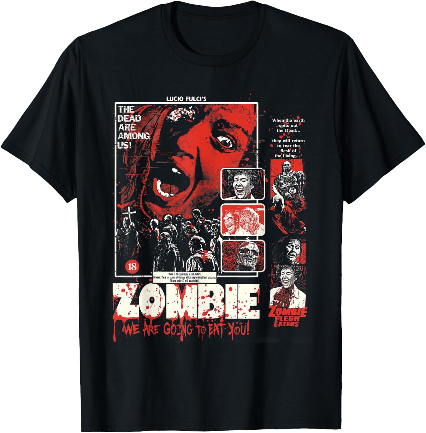 Vintage Zombie Halloween Poster Retro Movie Bloody T-Shirt - T-Shirt | Black