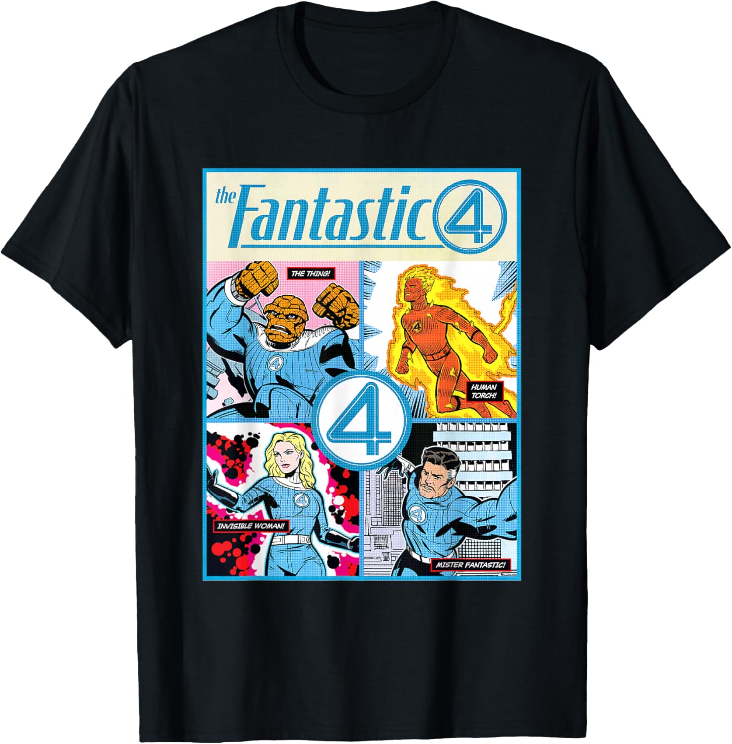 Marvel The Fantastic Four: First Steps Retro Comic Cover T-Shirt - T-Shirt | Black