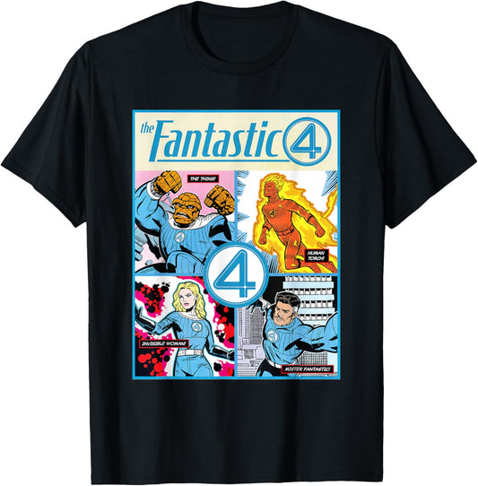 Marvel The Fantastic Four: First Steps Retro Comic Cover T-Shirt - T-Shirt | Black
