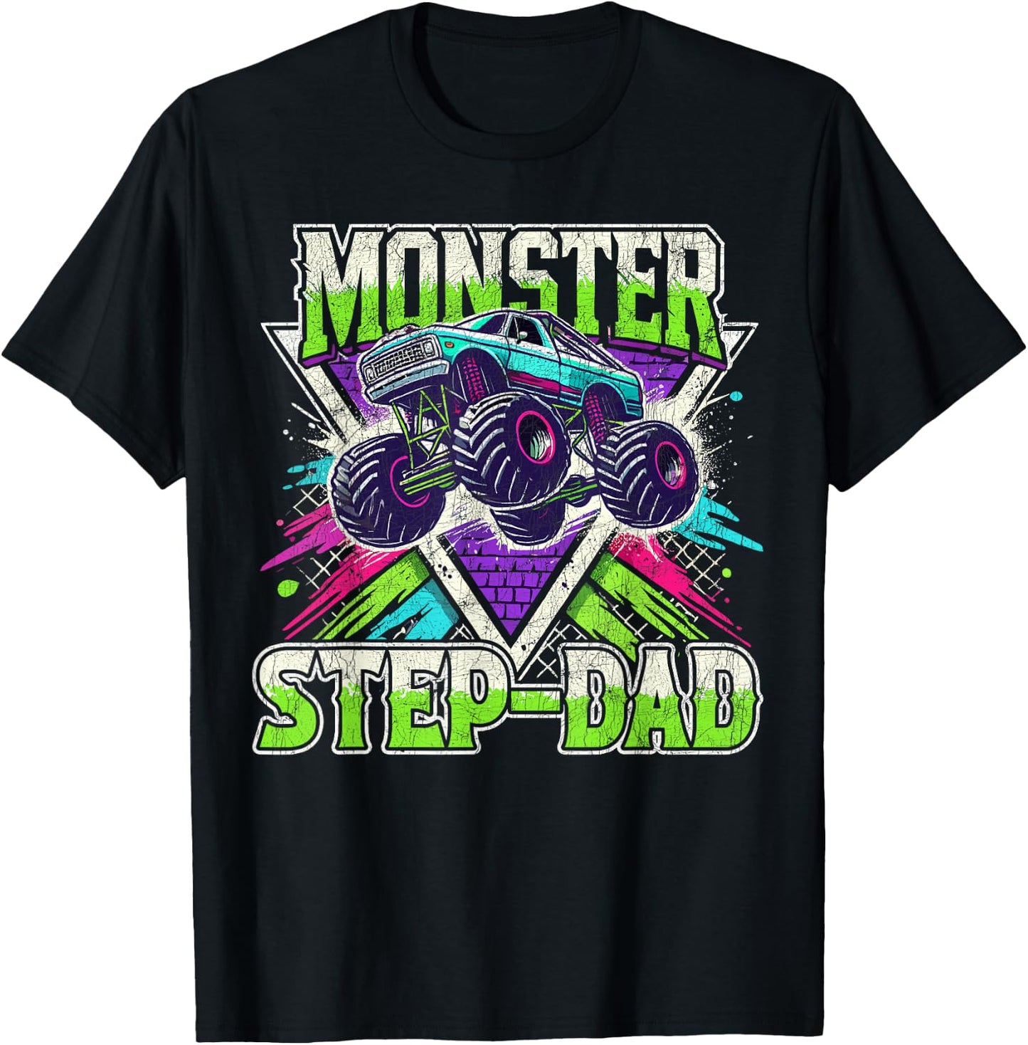 Matching Monster Truck Costume Jam Birthday Monster Step-dad T-Shirt - T-Shirt | Black