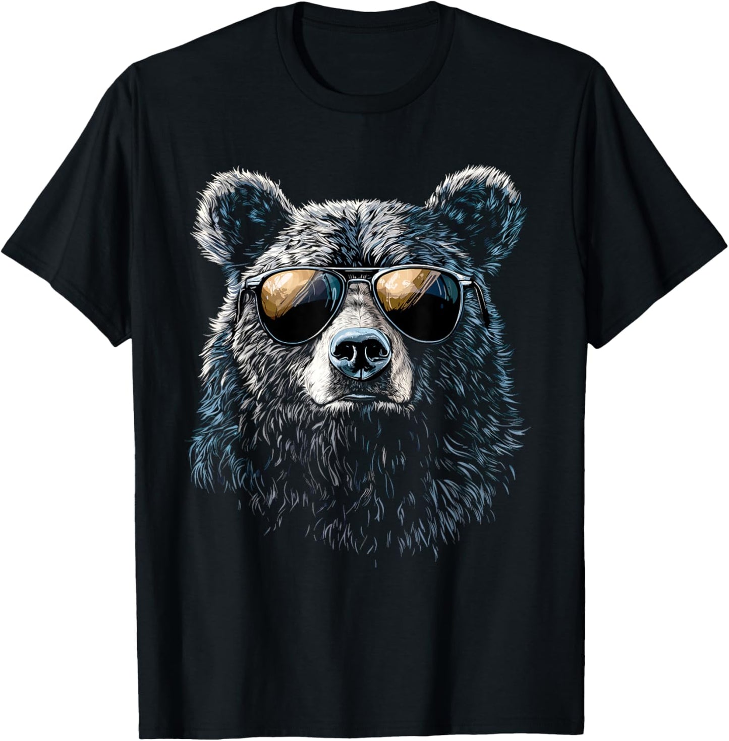 Bear Wearing Sunglasses Wildlife Artwork Graphic Bear T-Shirt - T-Shirt | Black