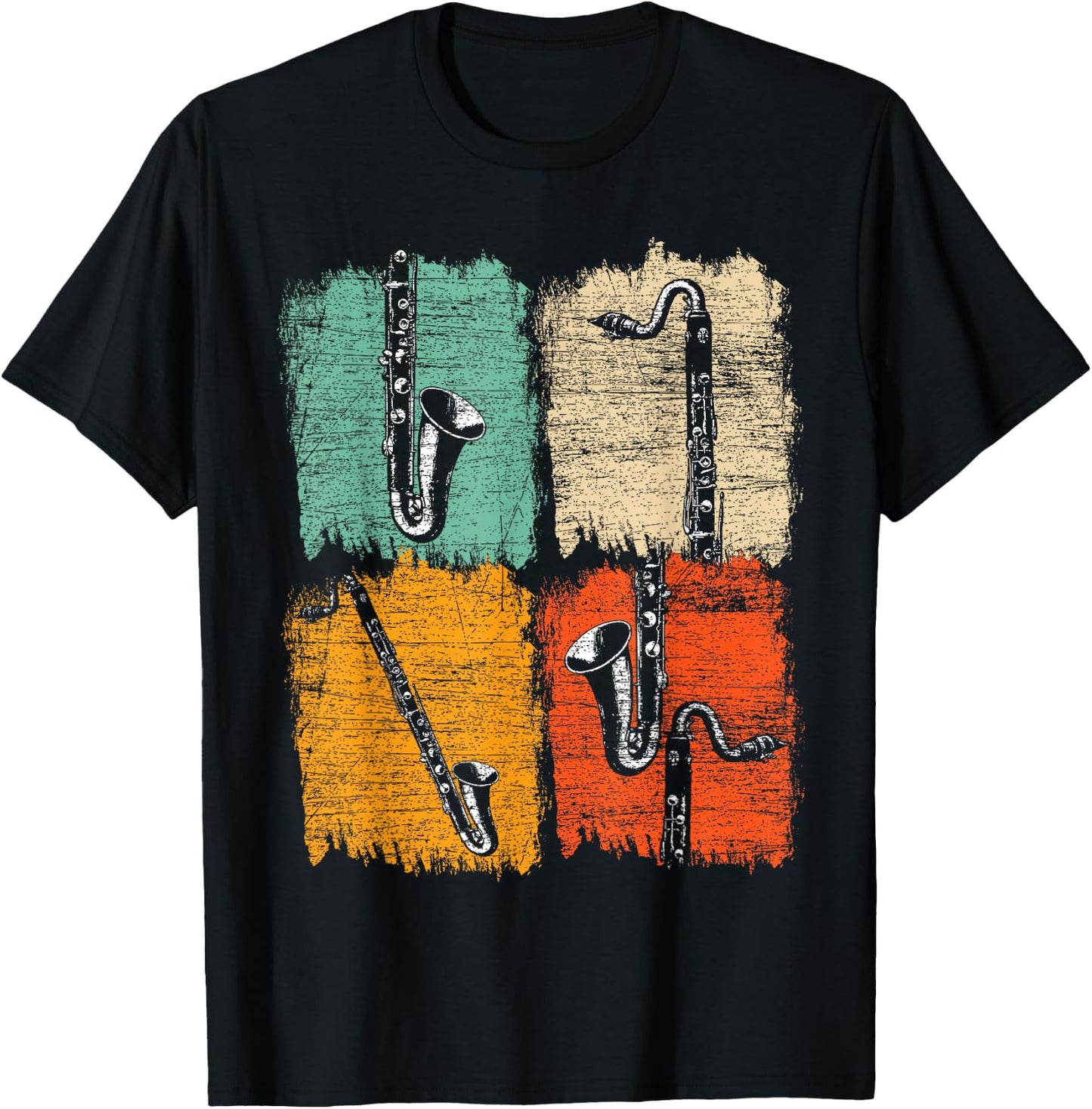 Retro Bass Clarinet T-Shirt - T-Shirt | Black