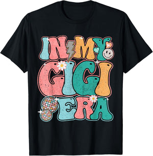 In My Gigi Era Groovy Smile Face New Grandma Mother's Day T-Shirt - T-Shirt | Black
