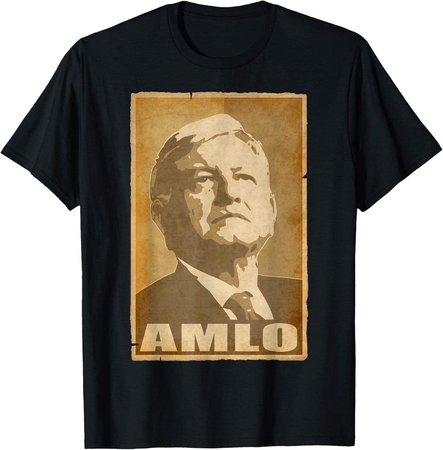 Amlo President Of Mexico Torn Propaganda Poster T-Shirt - T-Shirt | Black