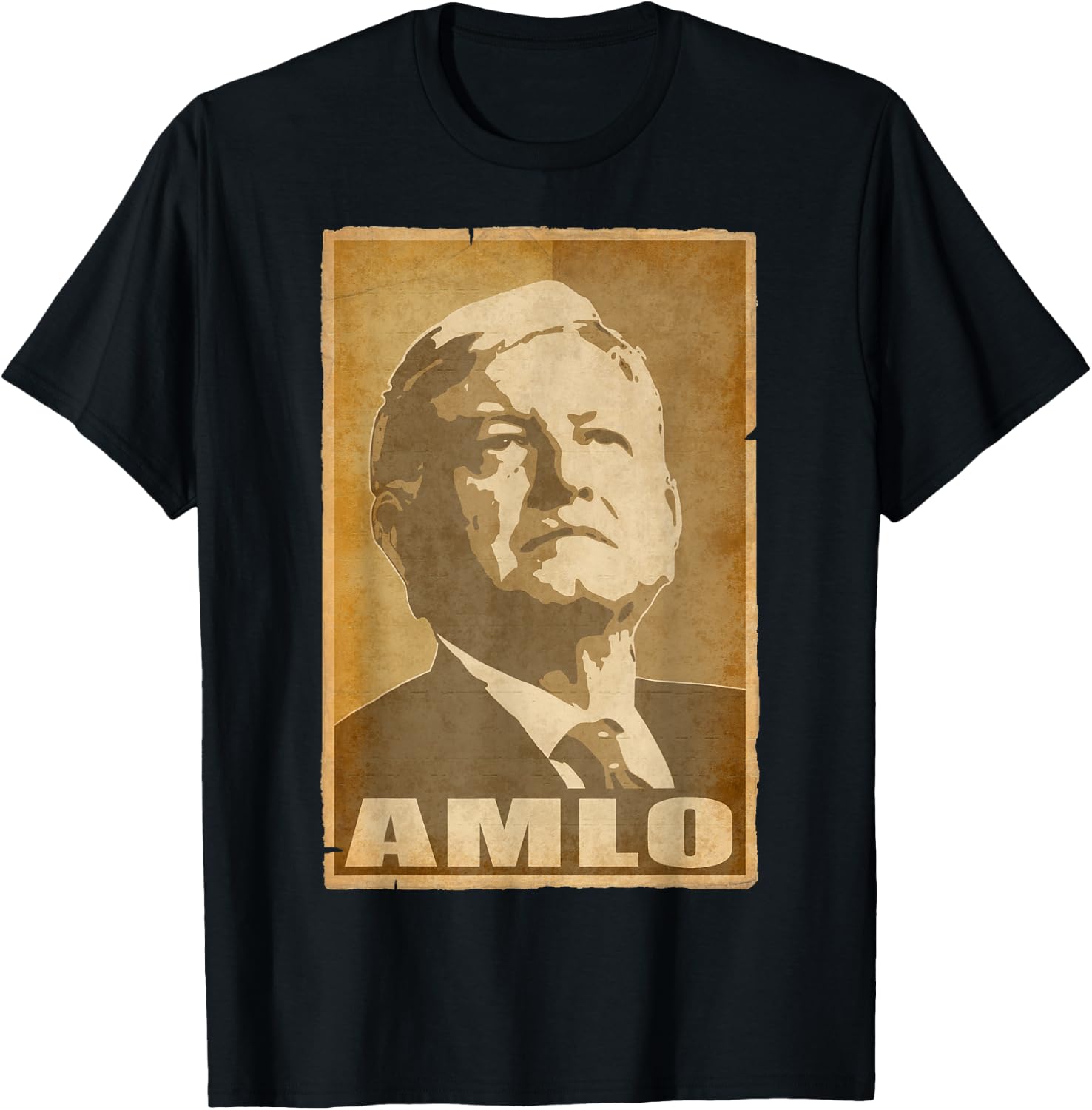 Amlo President Of Mexico Torn Propaganda Poster T-Shirt - T-Shirt | Black