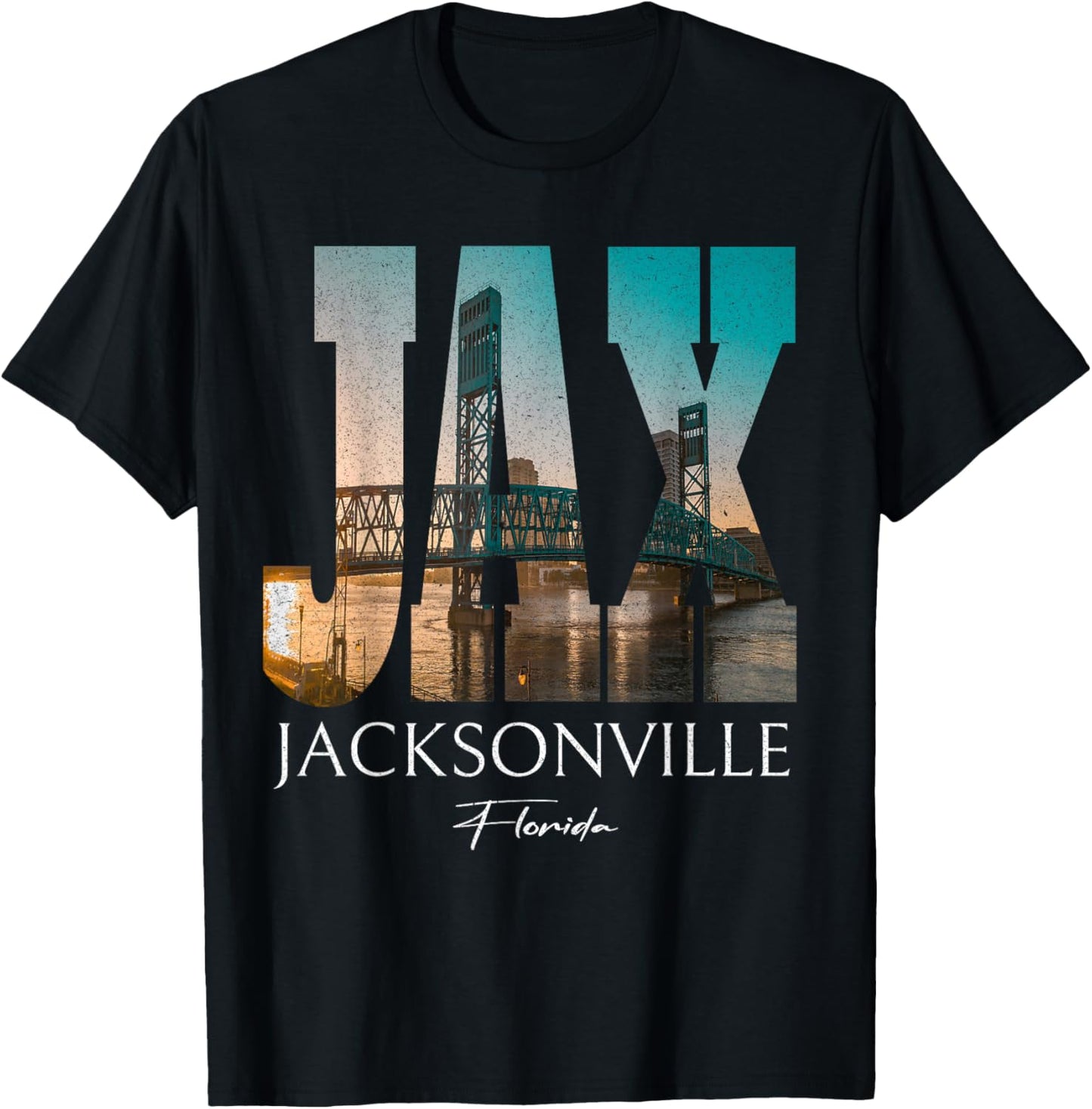 Sunset Jax Bridge Jacksonville Florida FL Souvenir T-Shirt - T-Shirt | Black