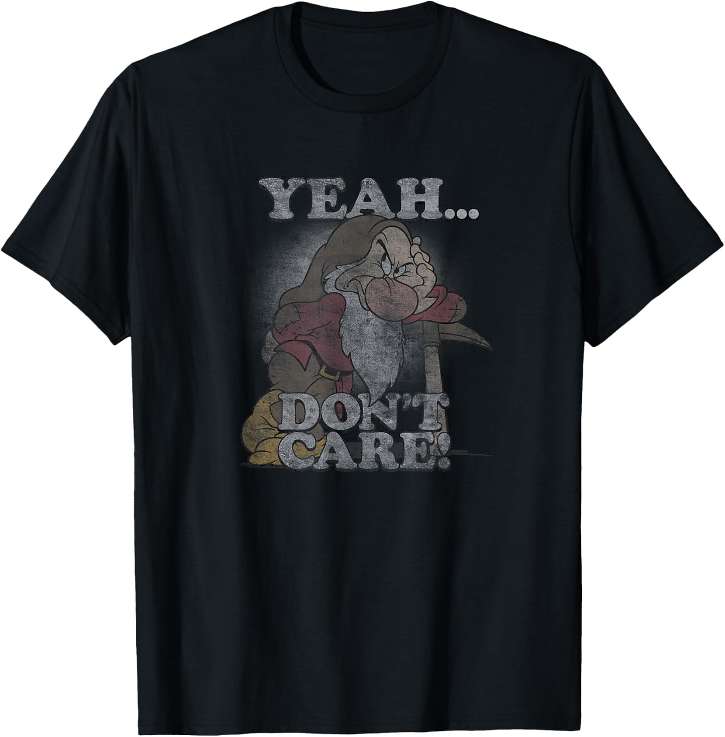 Disney Snow White Grumpy Leaning On Axe Yeah Don't Care T-Shirt - T-Shirt | Black