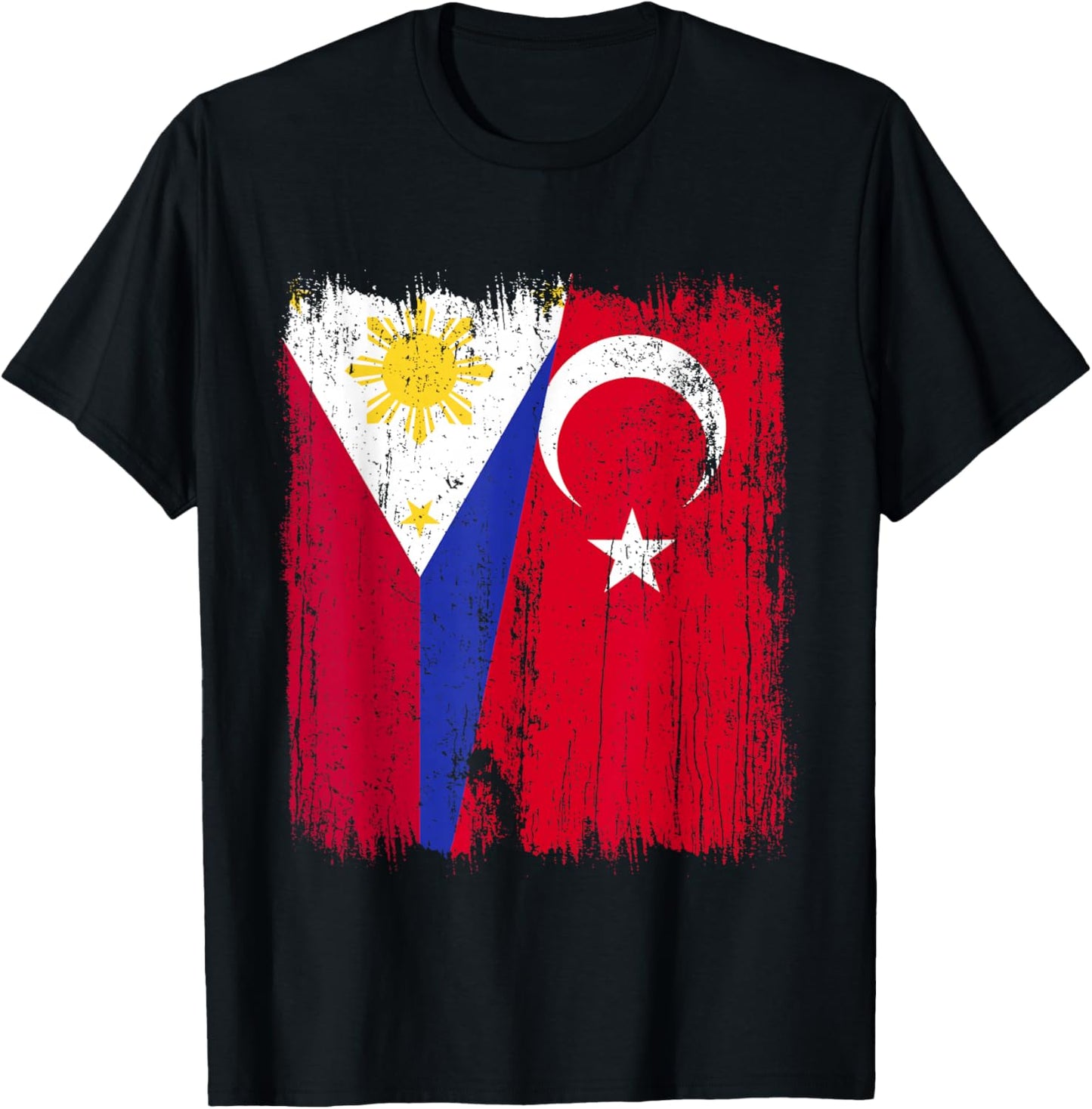 Philippines Turkey Half Flag Turkiye Filipino Turkish Jersey T-Shirt - T-Shirt | Black