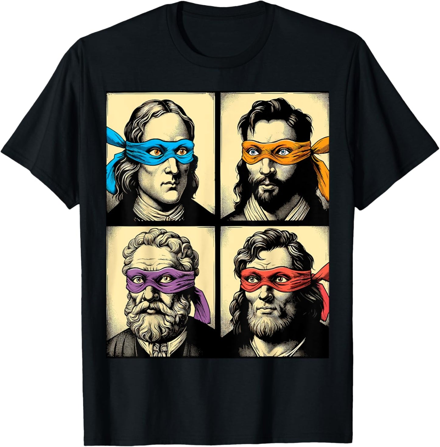 Humor Xmas - Lustige Italienische Künstler , Erwachsene, Kunstliebhaber, Kurzarm, S, Colorful, Polyester 100% T-Shirt - T-Shirt | Black
