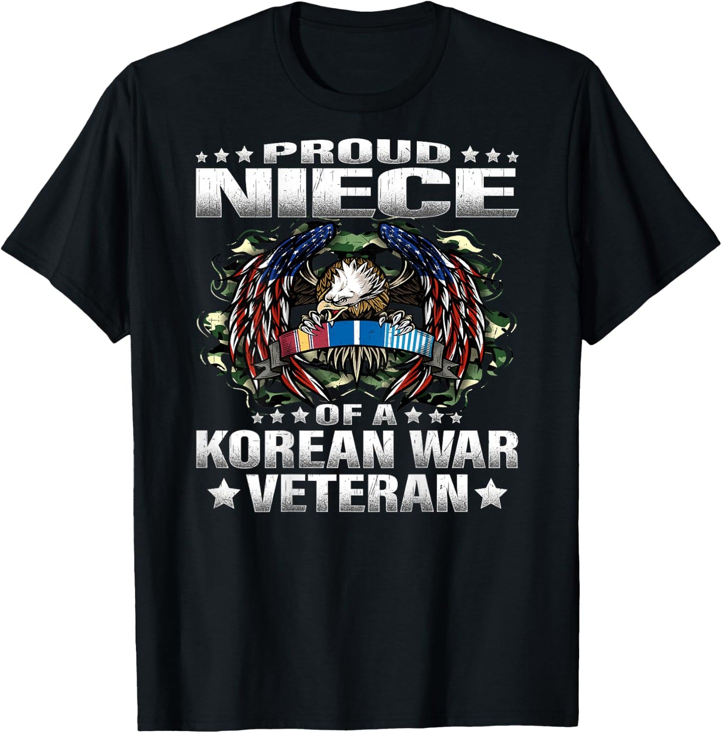 Proud Niece Of A Korean War Veteran Military Vet's Family T-Shirt - T-Shirt | Black