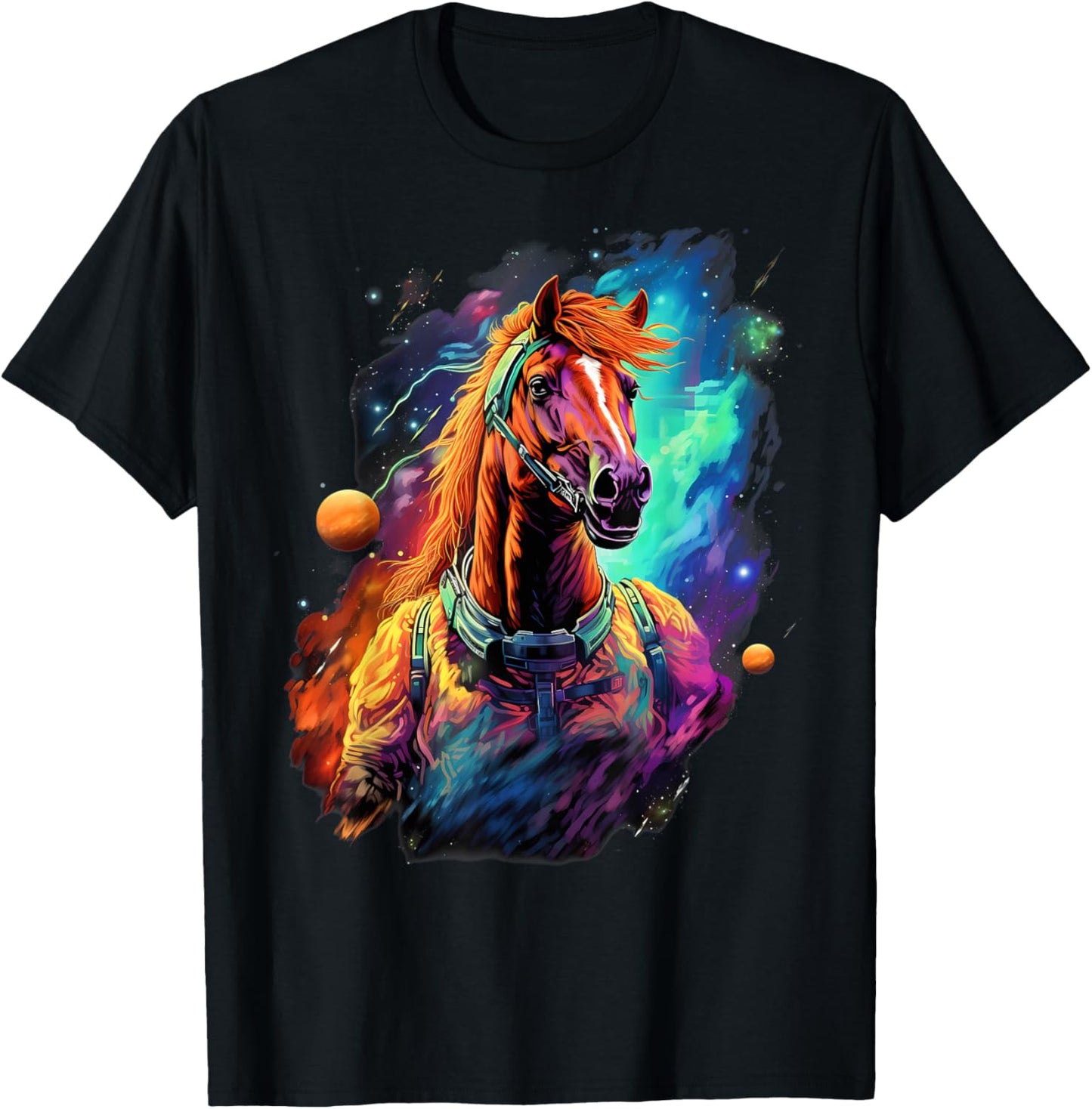Space Aesthetic Horse Astronaut T-Shirt - T-Shirt | Black