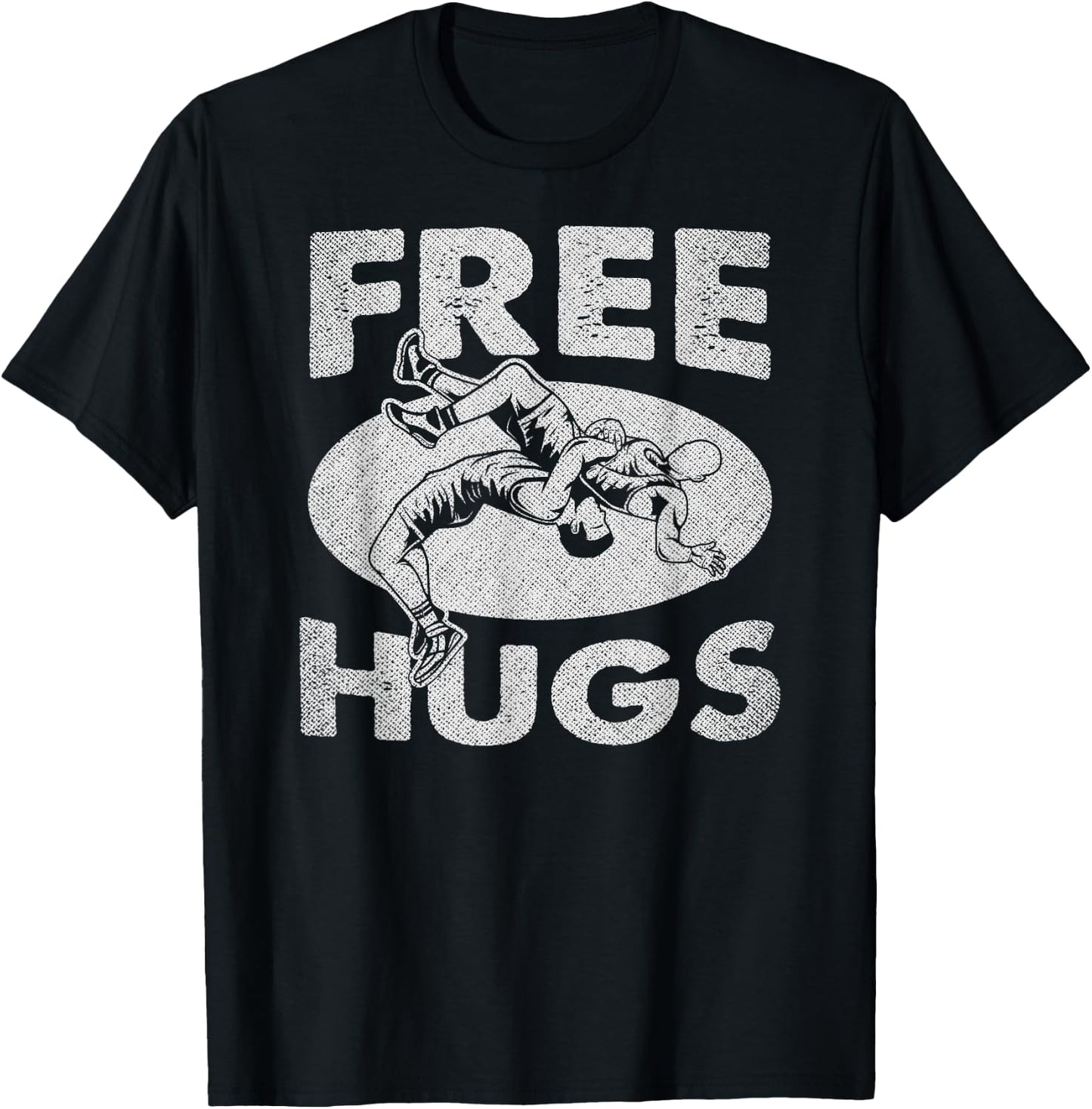 Wrestling - Funny Free Hugs Wrestling T-Shirt - T-Shirt | Black
