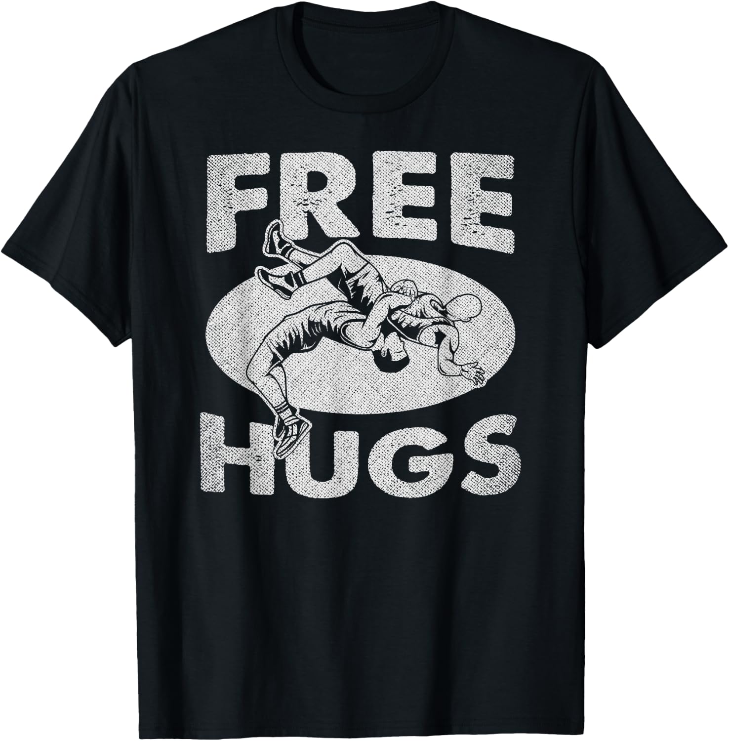 Wrestling - Funny Free Hugs Wrestling T-Shirt - T-Shirt | Black