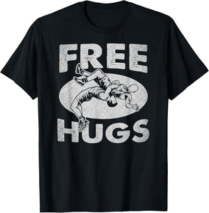 Wrestling - Funny Free Hugs Wrestling T-Shirt - T-Shirt | Black