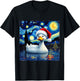 Christmas Duck Santa Hat Van Gogh Starry Night Holiday T-Shirt - T-Shirt | Black