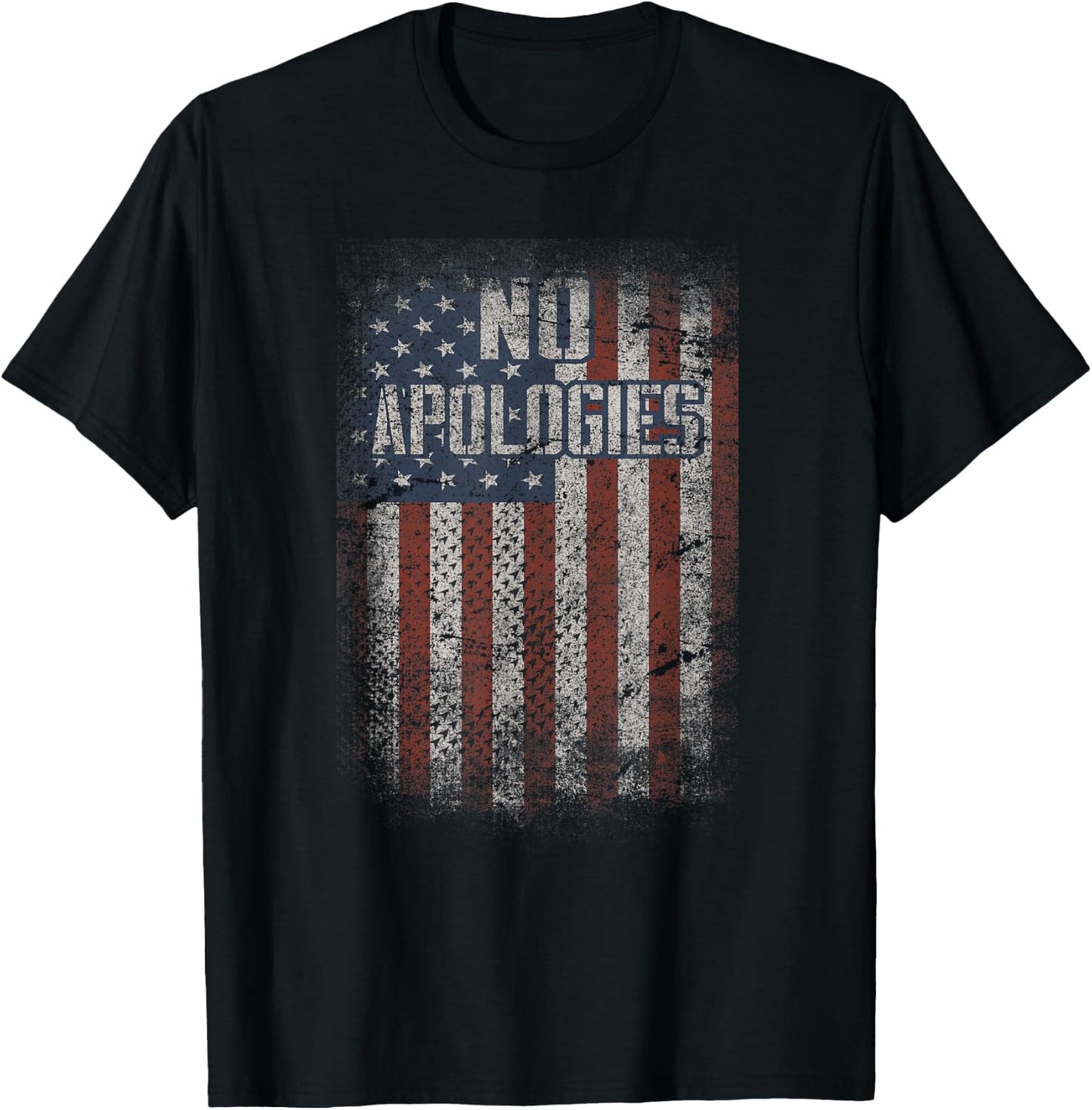 4th of July American Flag No Apologies Patriotic Shirt T-Shirt - T-Shirt | Black