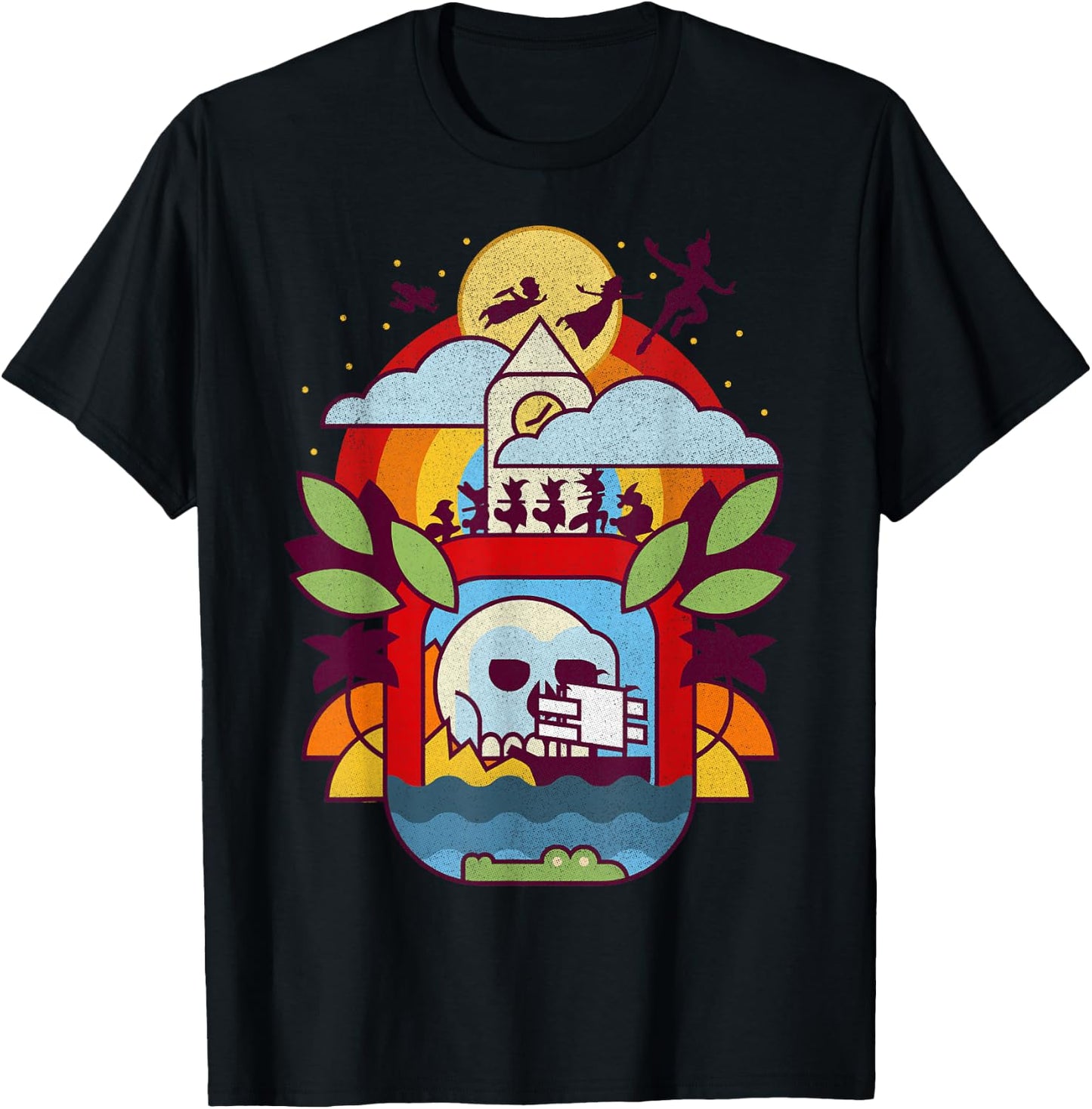 Disney Peter Pan Geometric Neverland Portrait T-Shirt - T-Shirt | Black