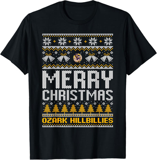 Ozark Hillbillies Logo Merry Christmas Ugly Sweater HS T-Shirt - T-Shirt | Black