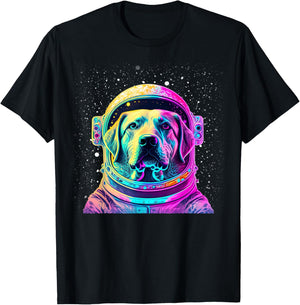 Space Dog: Labrador Astronaut Adventure Colorful Galaxy T-Shirt - T-Shirt | Black