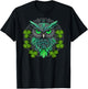 Cute Owl Bird Mandala Irish Shamrock Clover St Patricks T-Shirt - T-Shirt | Black