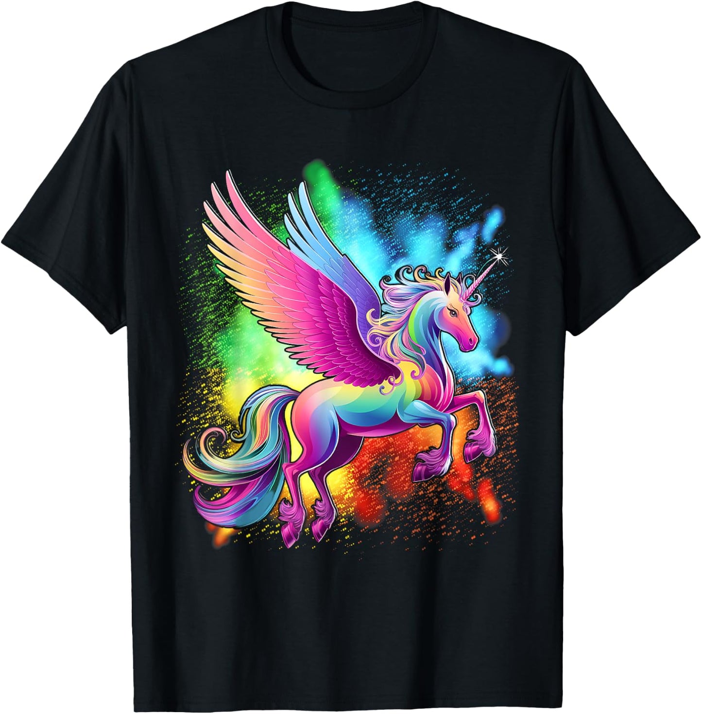 Purple Unicorn Colorful Psychedelic kawaii Trippy alt T-Shirt - T-Shirt | Black