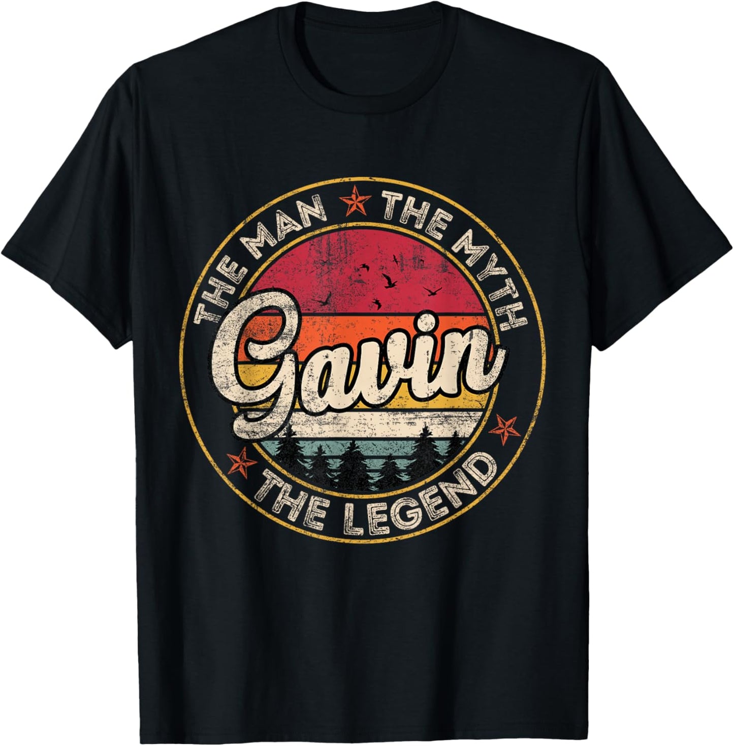 Gavin The Man The Myth The Legend Personalized Name T-Shirt - T-Shirt | Black