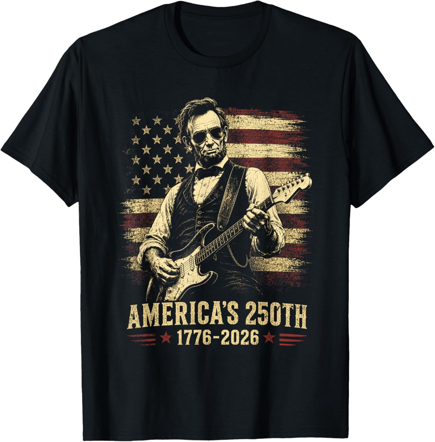 Abraham Lincoln 250 Years 250th Anniversary USA 4th of July T-Shirt - T-Shirt | Black