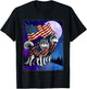 Wolf 4th of July American Flag Howling Wolves Under Moon Women Men T-Shirt - T-Shirt | Black