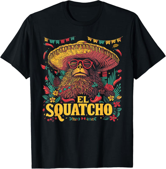Bigfoot Sasquatch - Cinco De Mayo Mexican Sombrero Fiesta T-Shirt - T-Shirt | Black