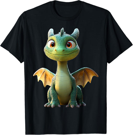 Drache Kleiner Grüner Baby Drache Dragon Süße Drachen T-Shirt - T-Shirt | Black