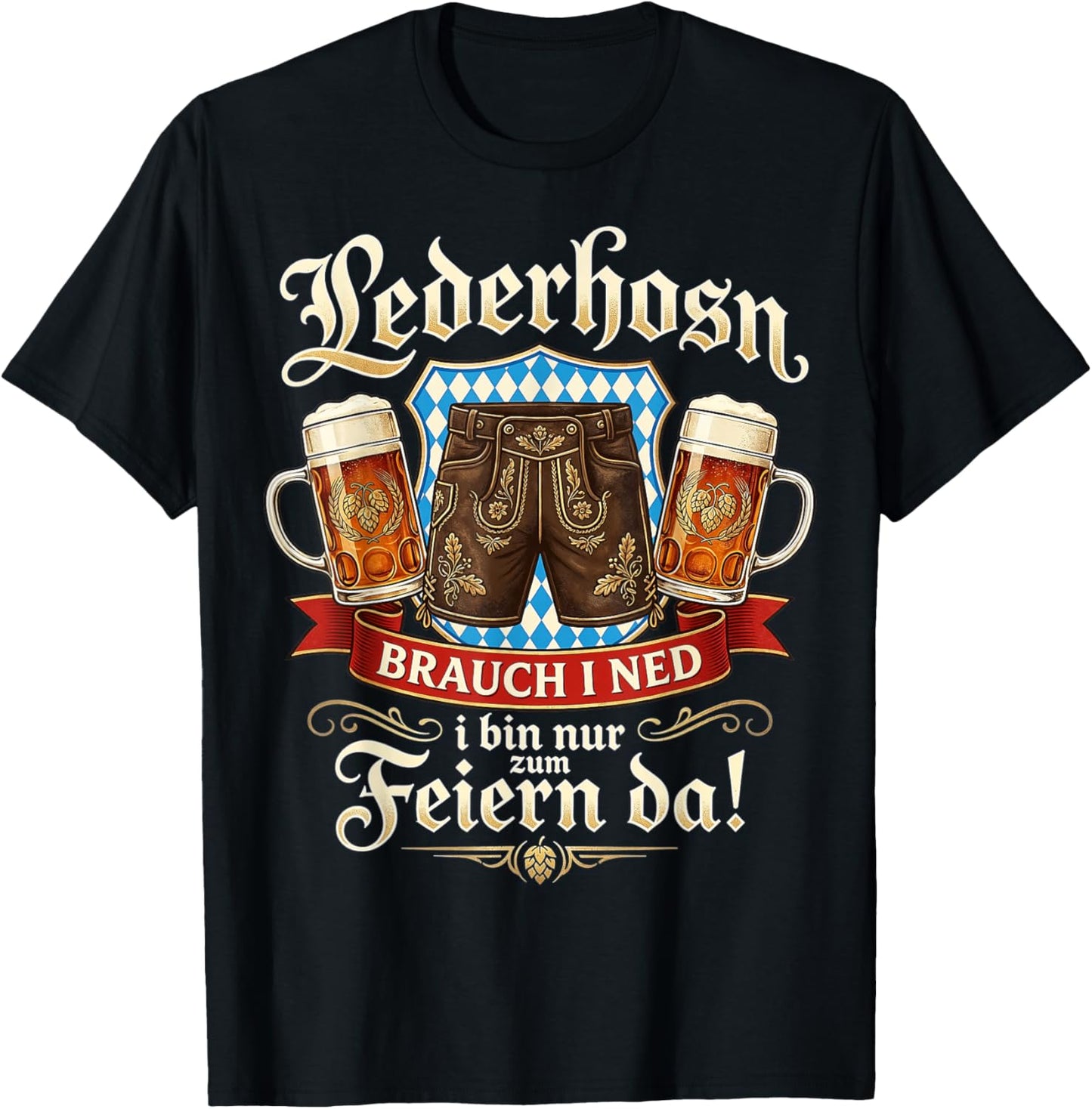 Passend für Oktoberfest Shirt Herren Trachtenshirt Trachten T-Shirt - T-Shirt | Black