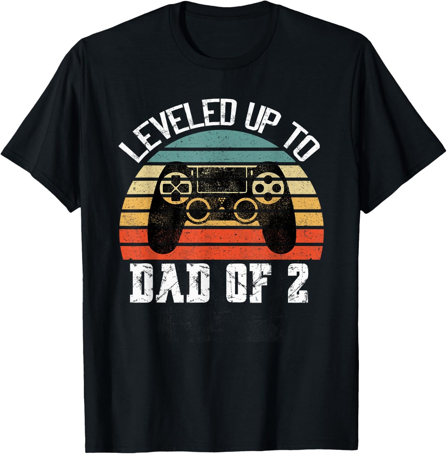 Daddy Again Leveled Up to Dad of 2 Dad T-Shirt - T-Shirt | Black