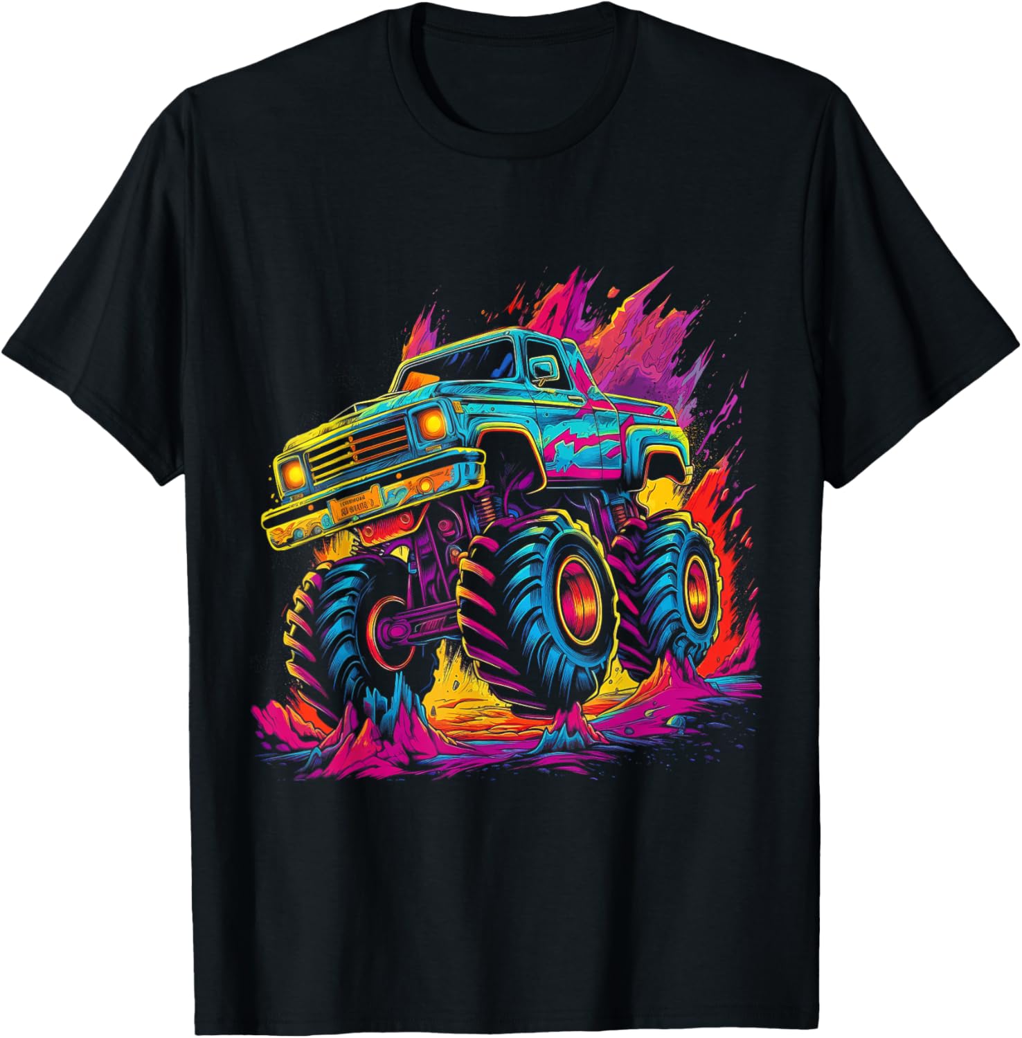 Retro Vintage Monster Truck Retro Sunset Monster Truck Boys T-Shirt - T-Shirt | Black