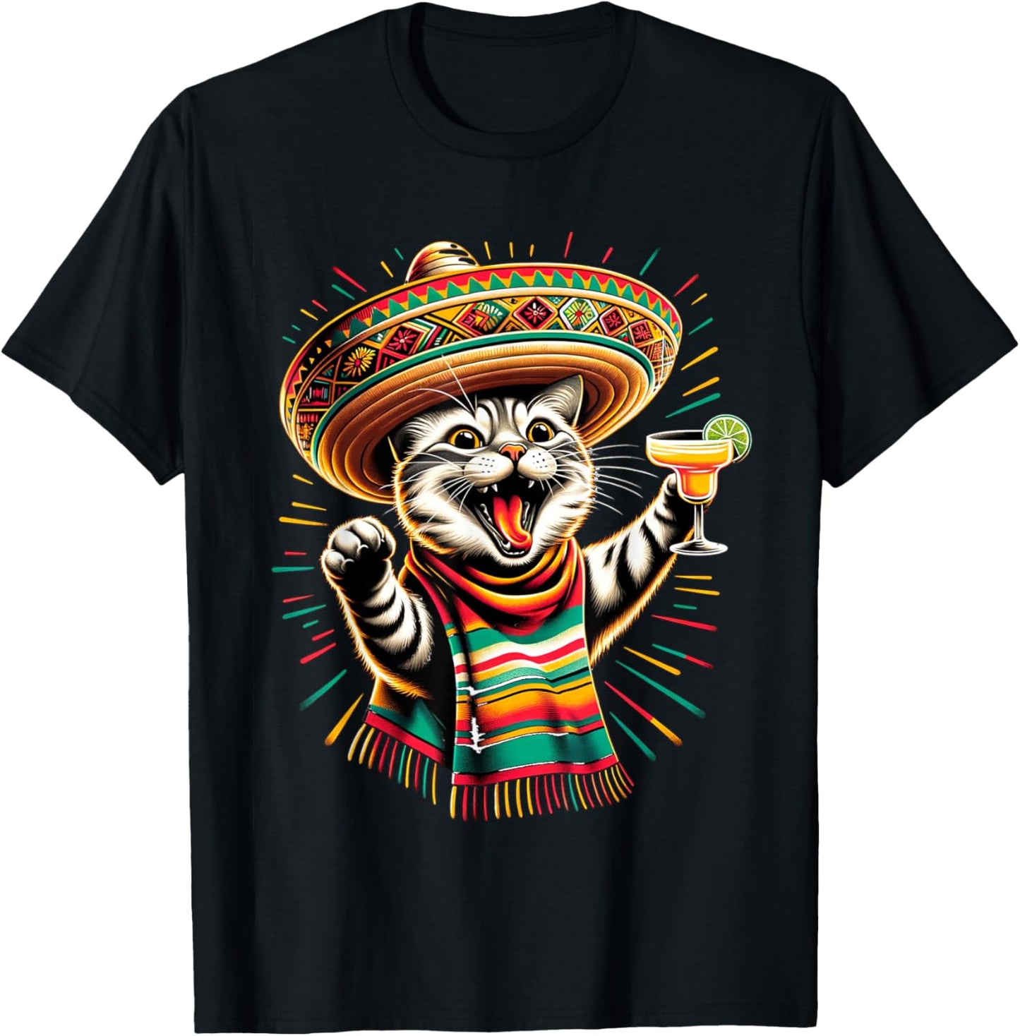 Mexican Cinco De Meow Sombrero Cat Cinco De Mayo Funny Cat Women T-Shirt - T-Shirt | Black