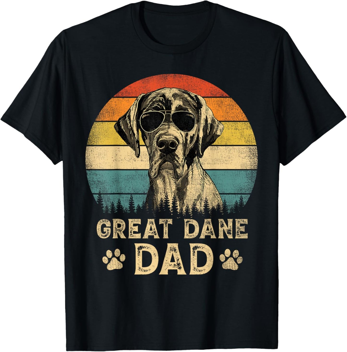 Vintage Great Dane Dad Dog Lovers Father's Day T-Shirt - T-Shirt | Black