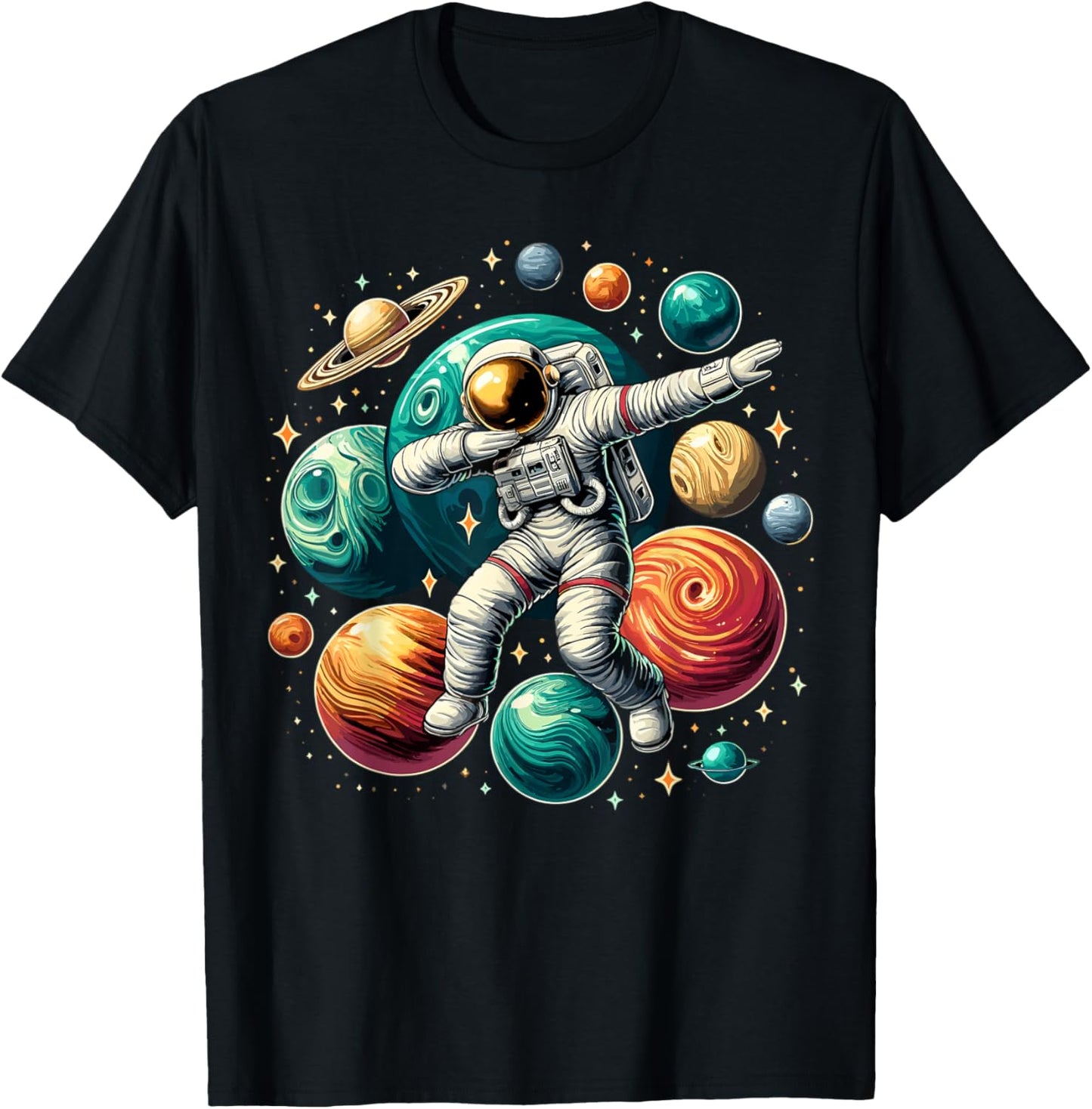 Astronaut Dabbing Planets Astronaut Science Space T-Shirt - T-Shirt | Black